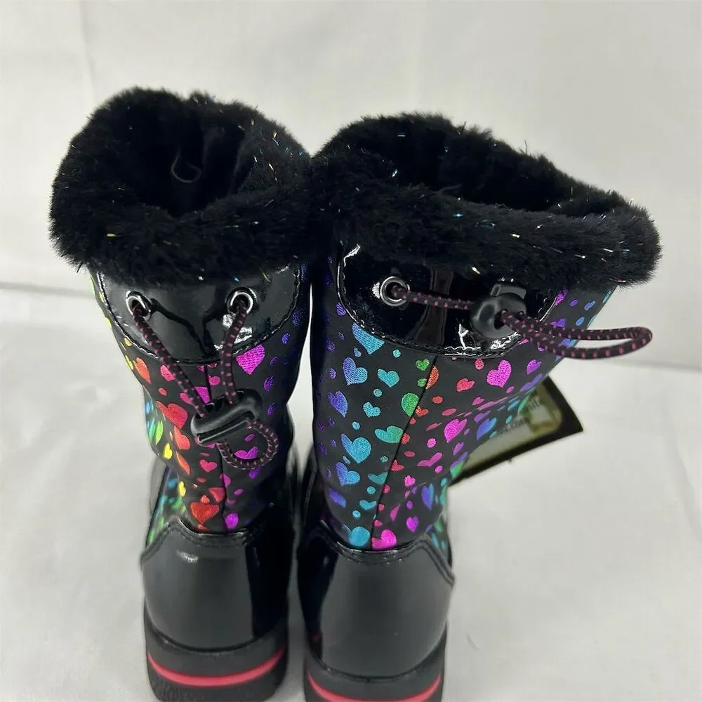 Khombu Kids Waterproof Winter Boots Heart Pattern Size 7, 7M Multicolor NWT